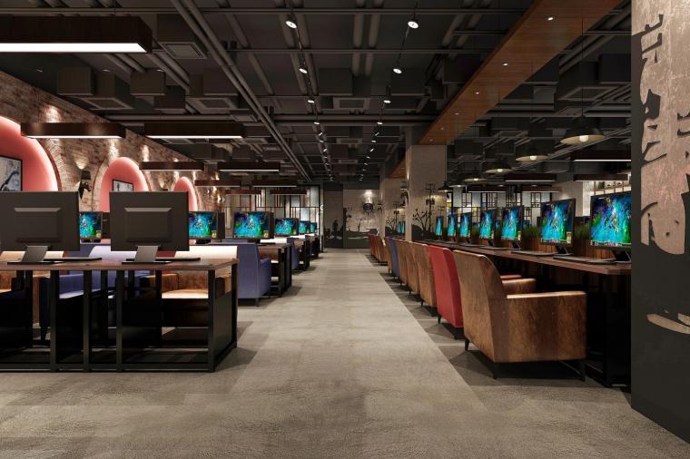 網(wǎng)咖桌椅布局設(shè)計(jì)效果圖