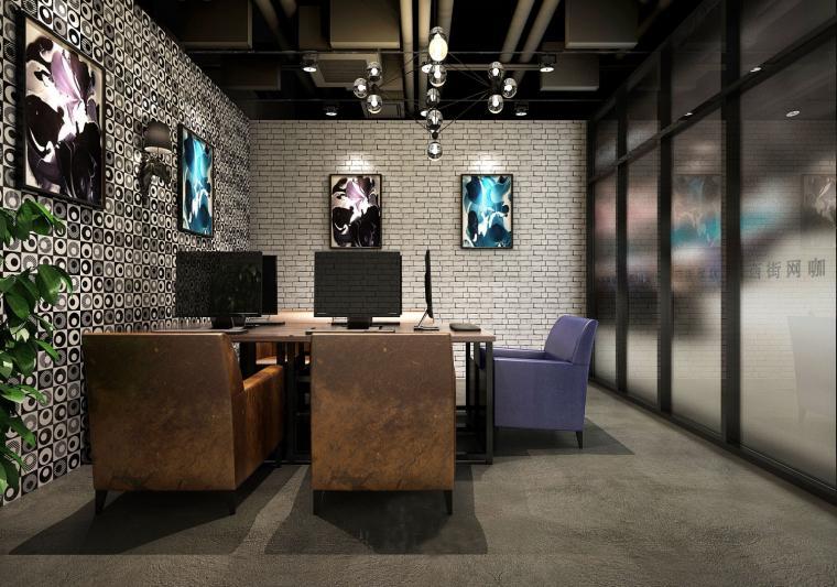 復(fù)古網(wǎng)咖競技區(qū)裝修設(shè)計(jì)效果圖 